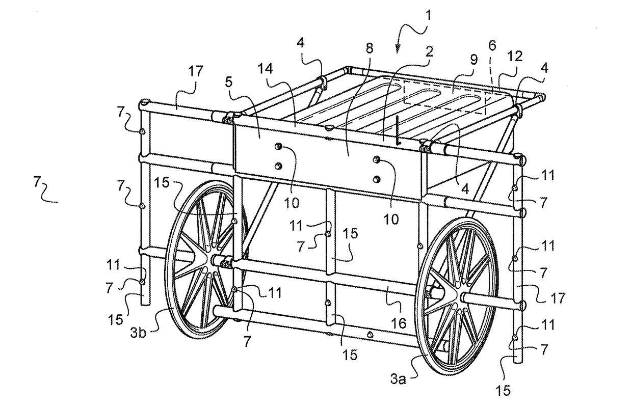 Modular carriage for recording magnetic terrain data in particular for the non-invasive inspection of pipelines or the same