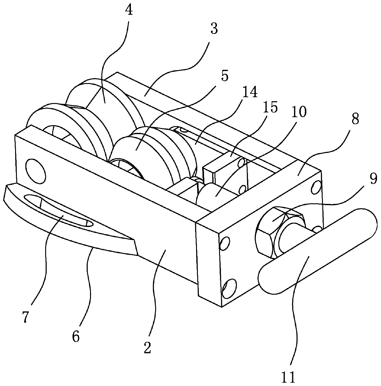 Fan-shaped insulated wire core cabling anti-turnover device