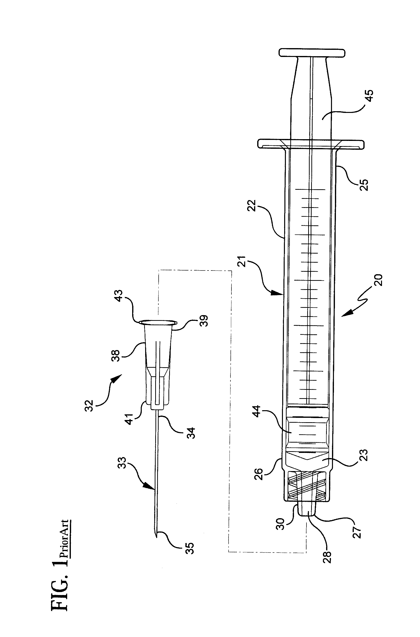 Detachable needle syringe having reduced dead space