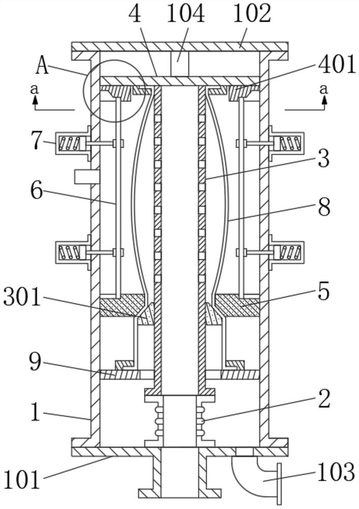 Rubber container airbag-type water hammer absorber for waterway pipe network