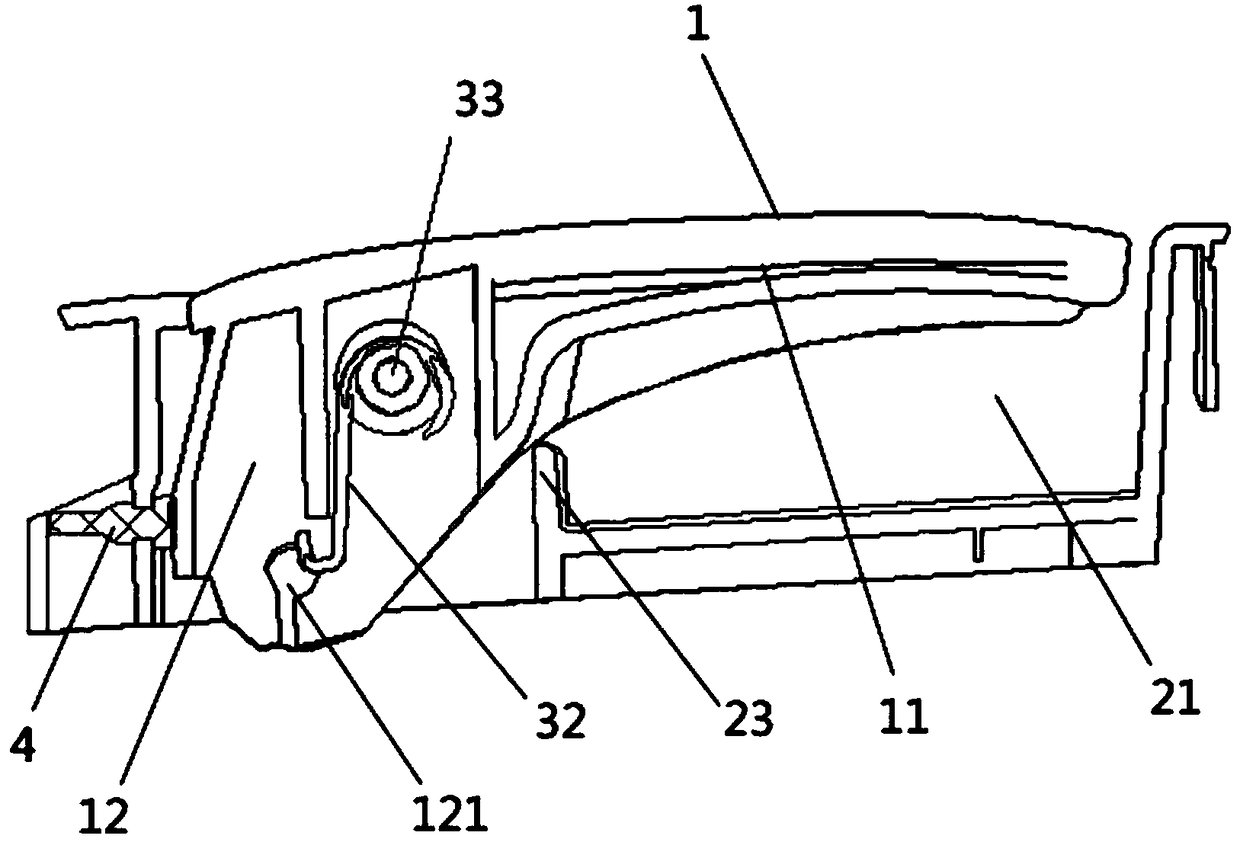 Car door inner opening handle with buffering action