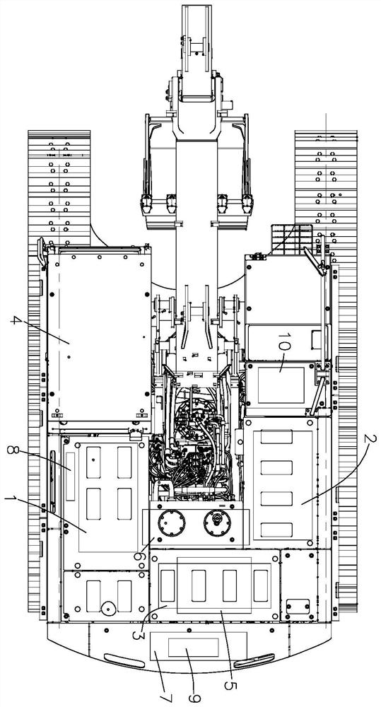 Compact electric excavator body arrangement structure