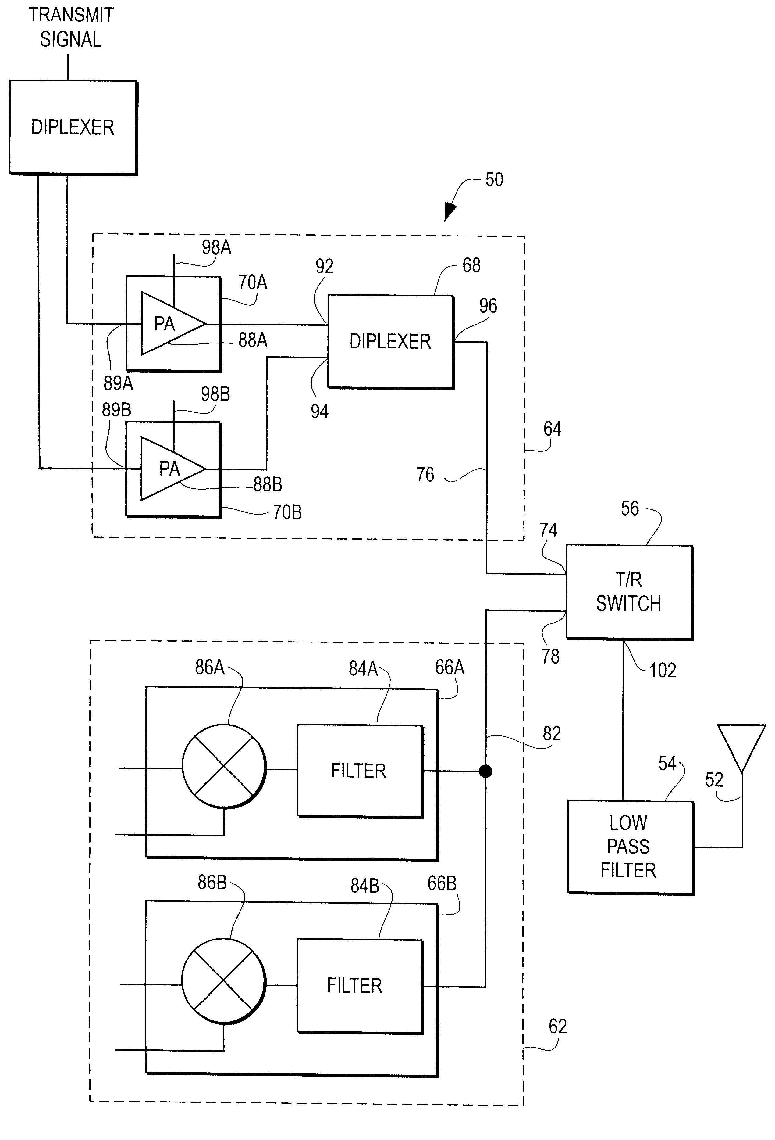 Dual mode phone architecture utilizing a single transmit-receive switch