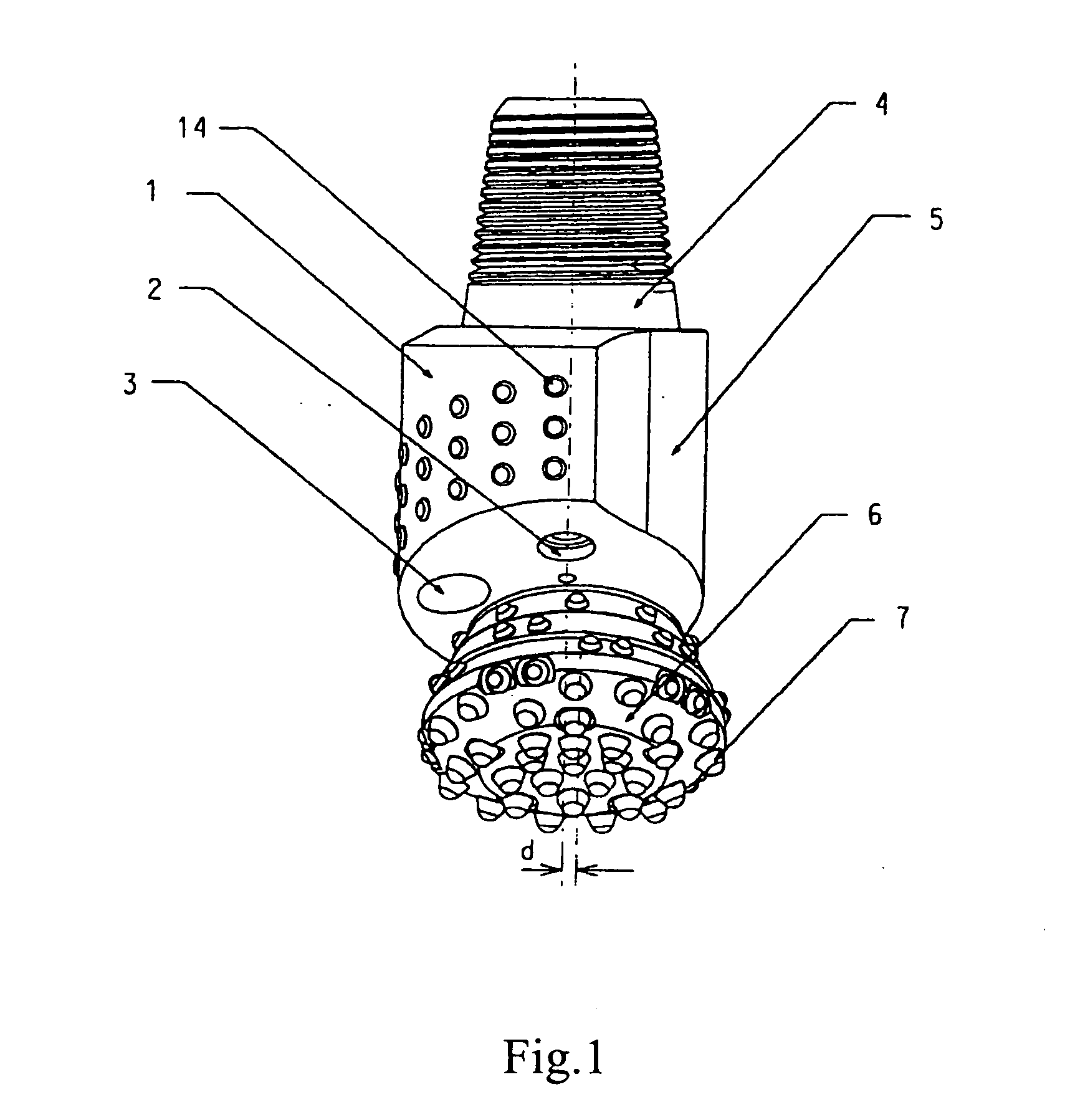 Roller bit with a journal pin offset from the central axis thereof