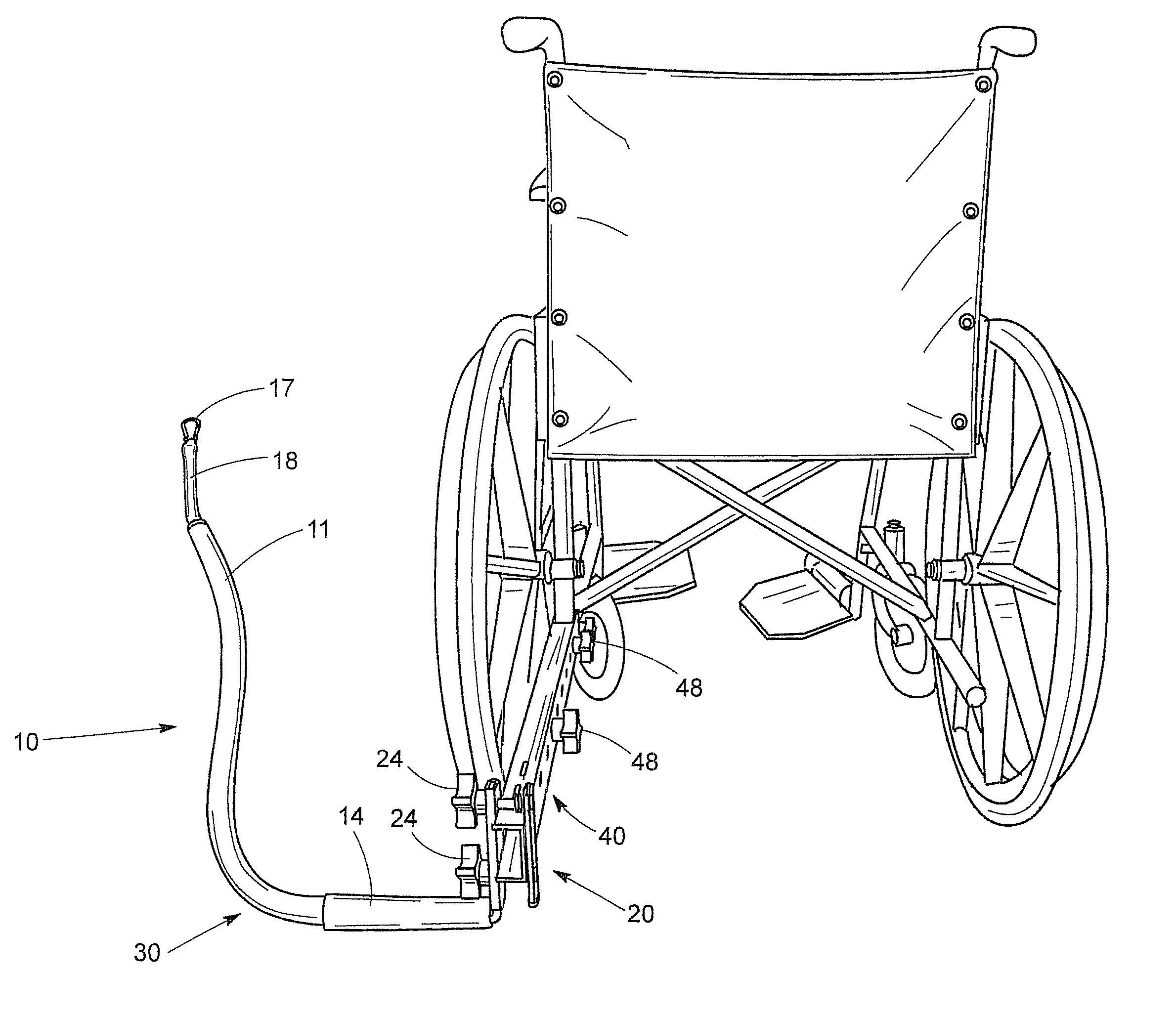 Personal carrier-mounted dog leash with distal stiffener