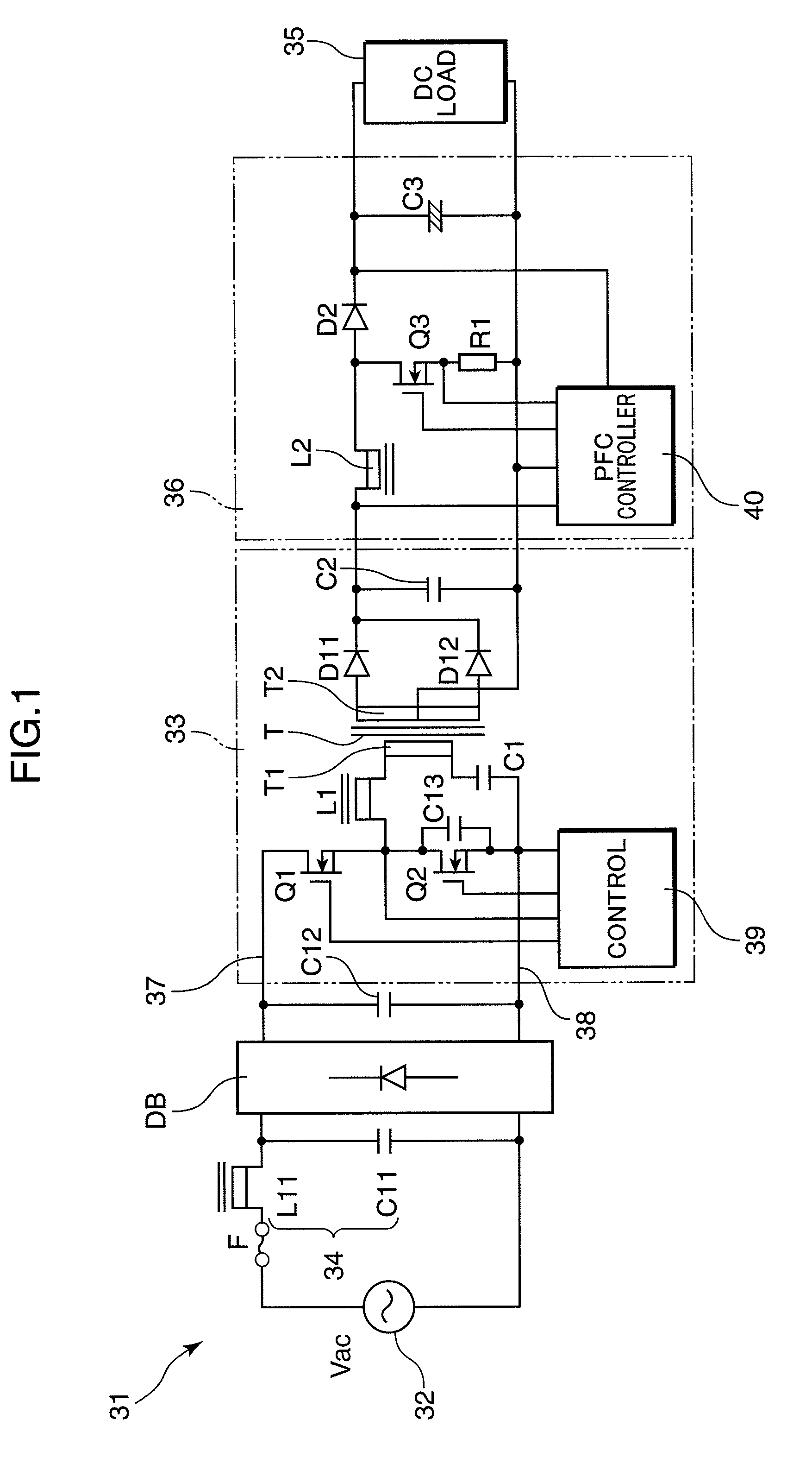 Insulation type AC-DC converter and LED DC power supply device using the same