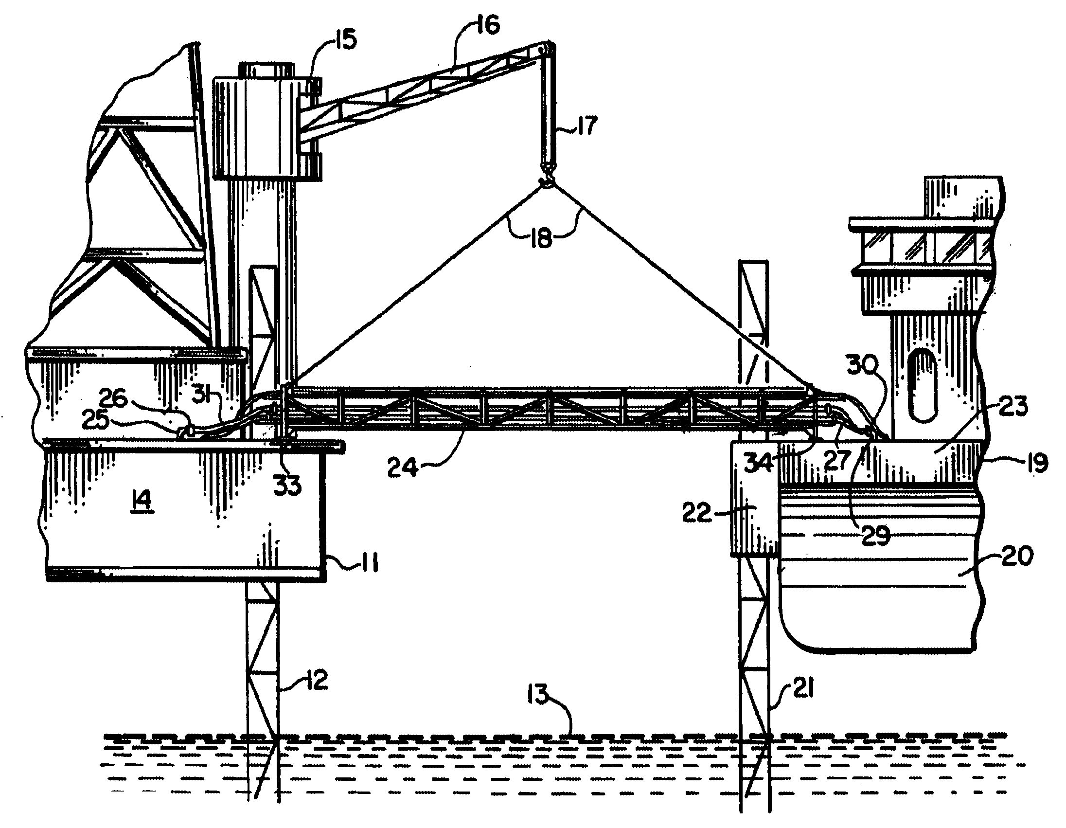 Method and apparatus for providing fluid transfer between a marine platform and a service vessel