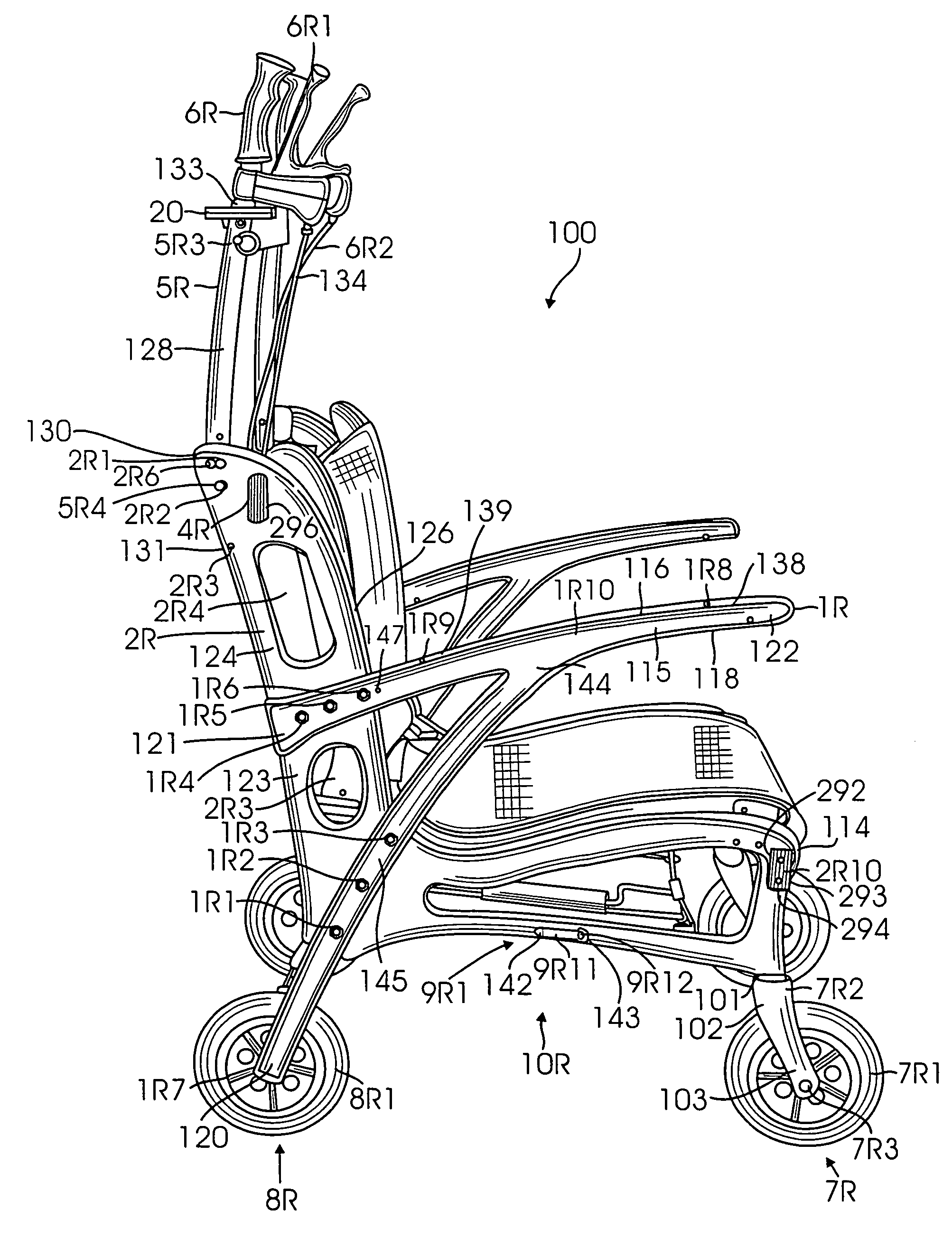 Combination walker and wheelchair with improved ergonomic design