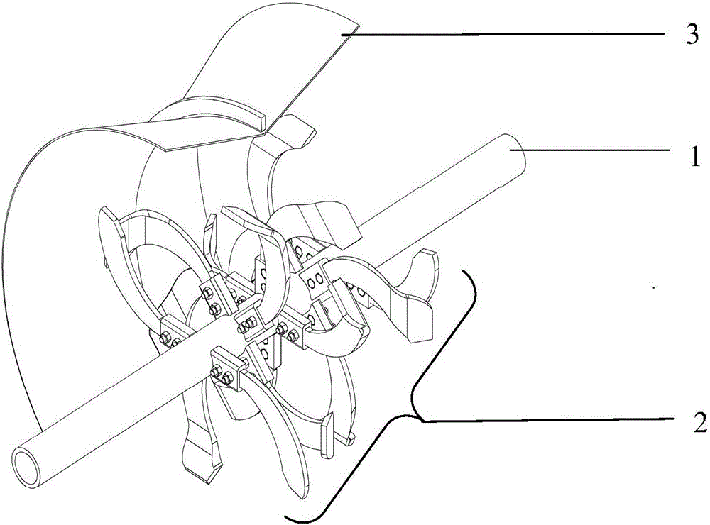 Pulverizing soil dispersal ditching device matched with rotary cultivator