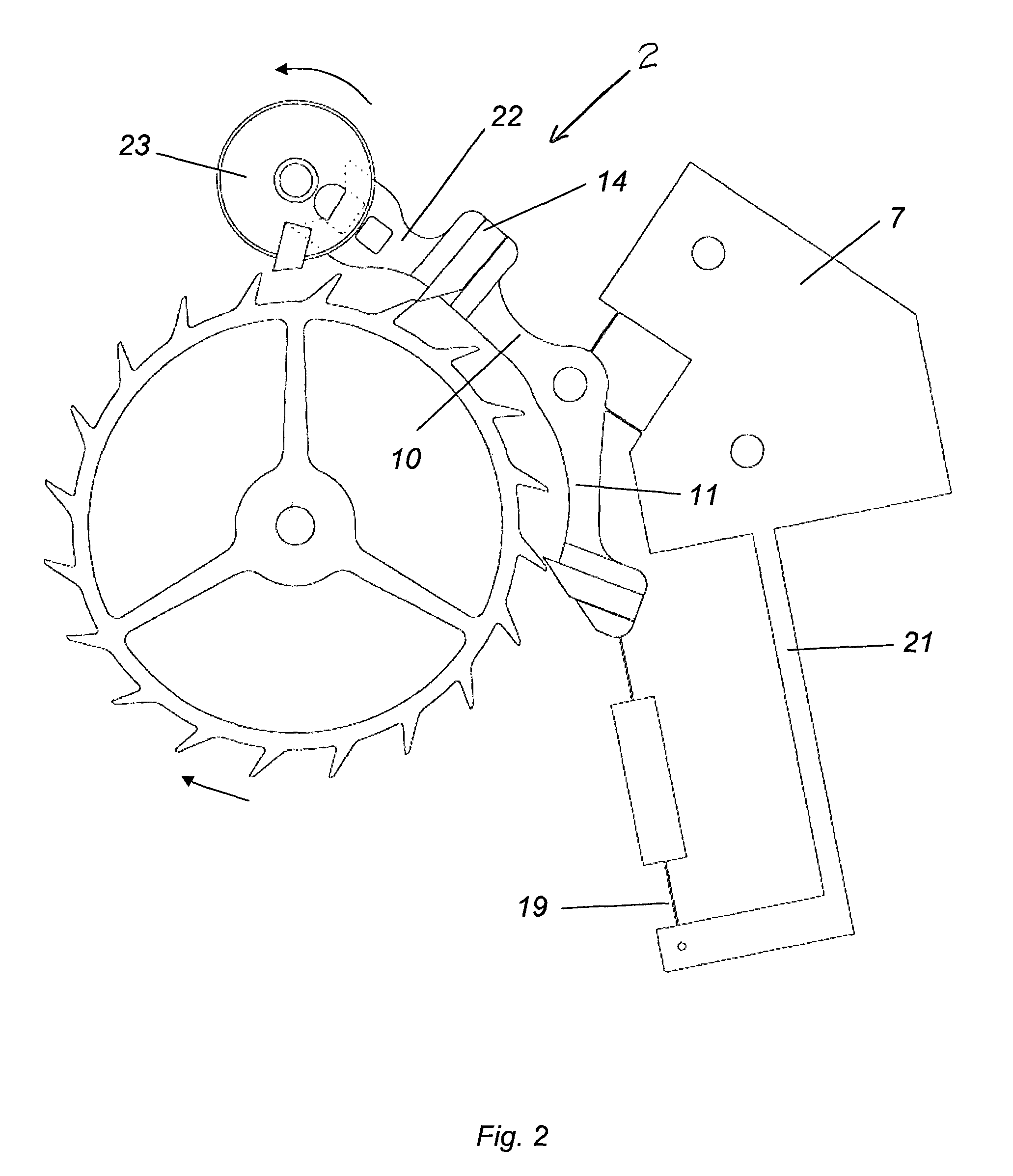 Immobilizing device for a toothed wheel