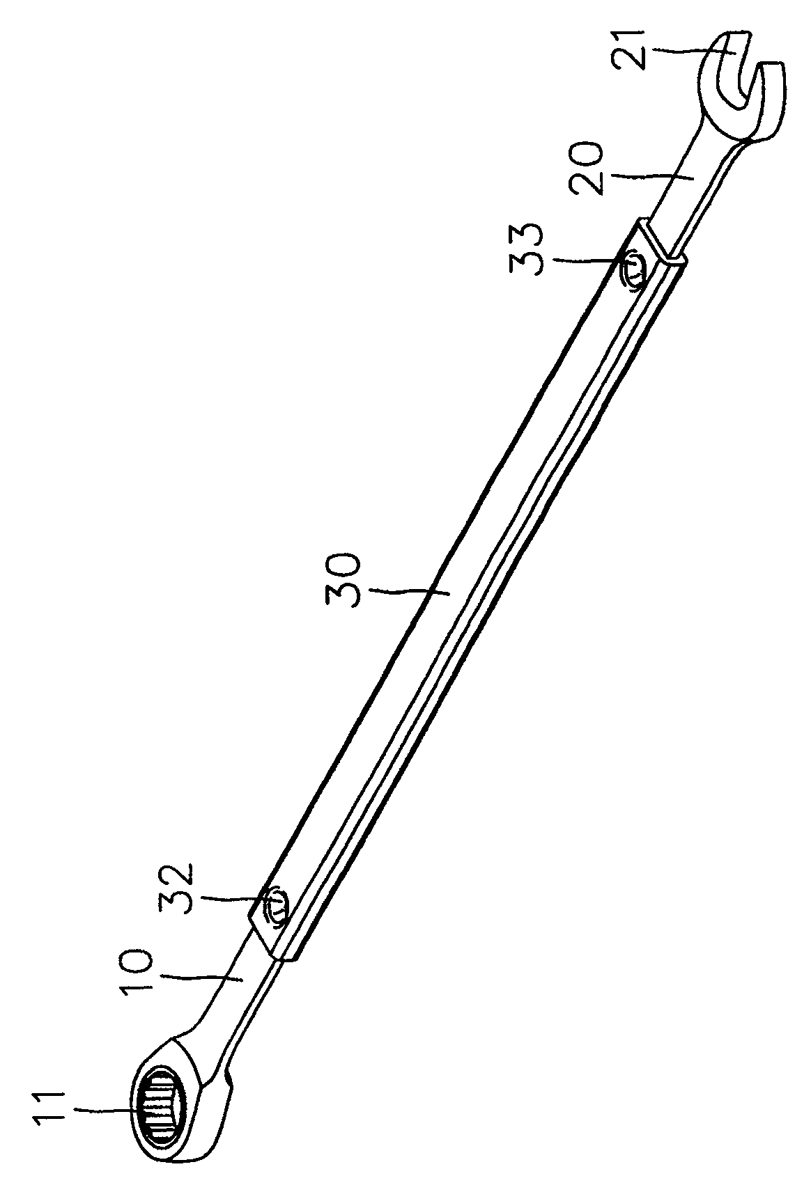 Lengthened type wrench joining structure