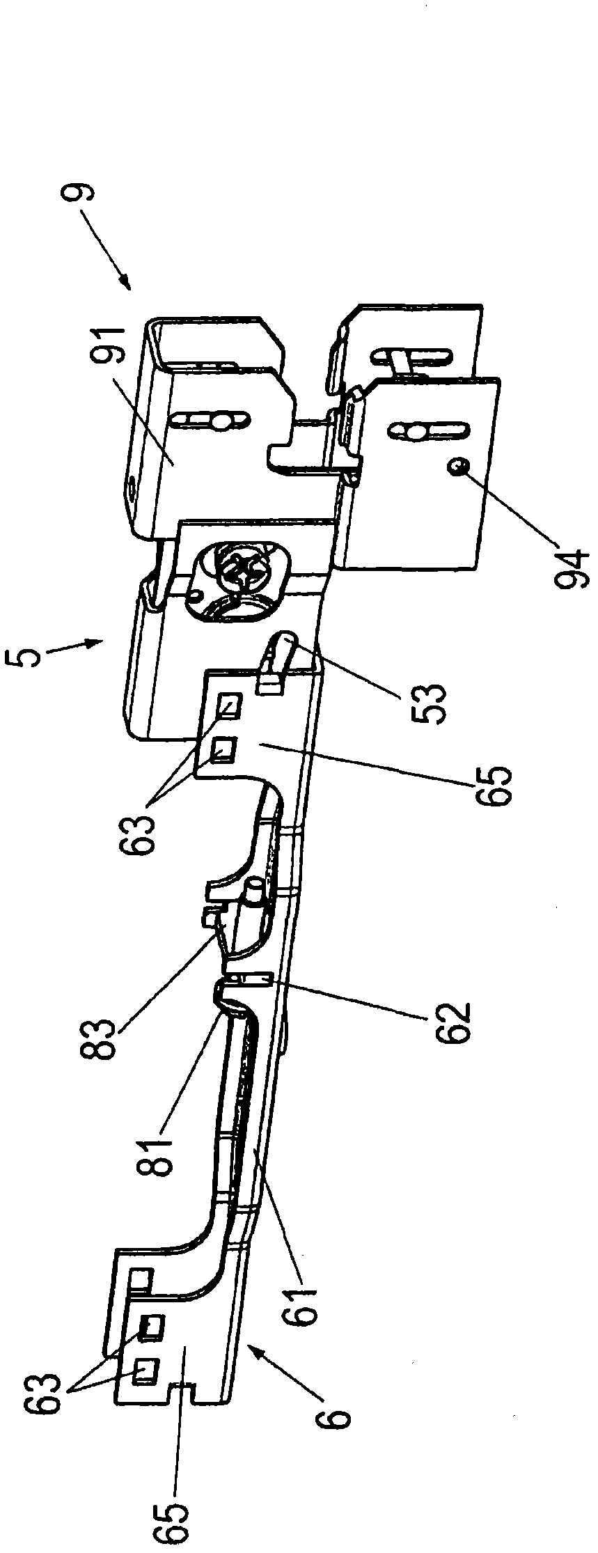 Apparatus for adjusting front panel of furniture part moved in furniture body, particularly drawer of cabinet, is coupled to mechanism and side adapters, where longitudinally displaced thrust element is mounted on upper surface