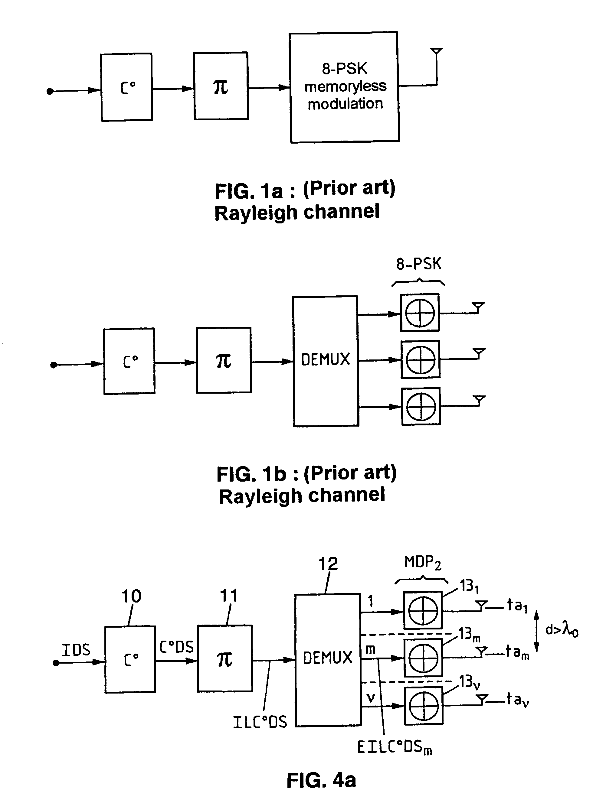 Method of coding/decoding a digital data stream coded with bitwise interleaving in multiple transmission and reception in the presence of intersymbol interference and corresponding system