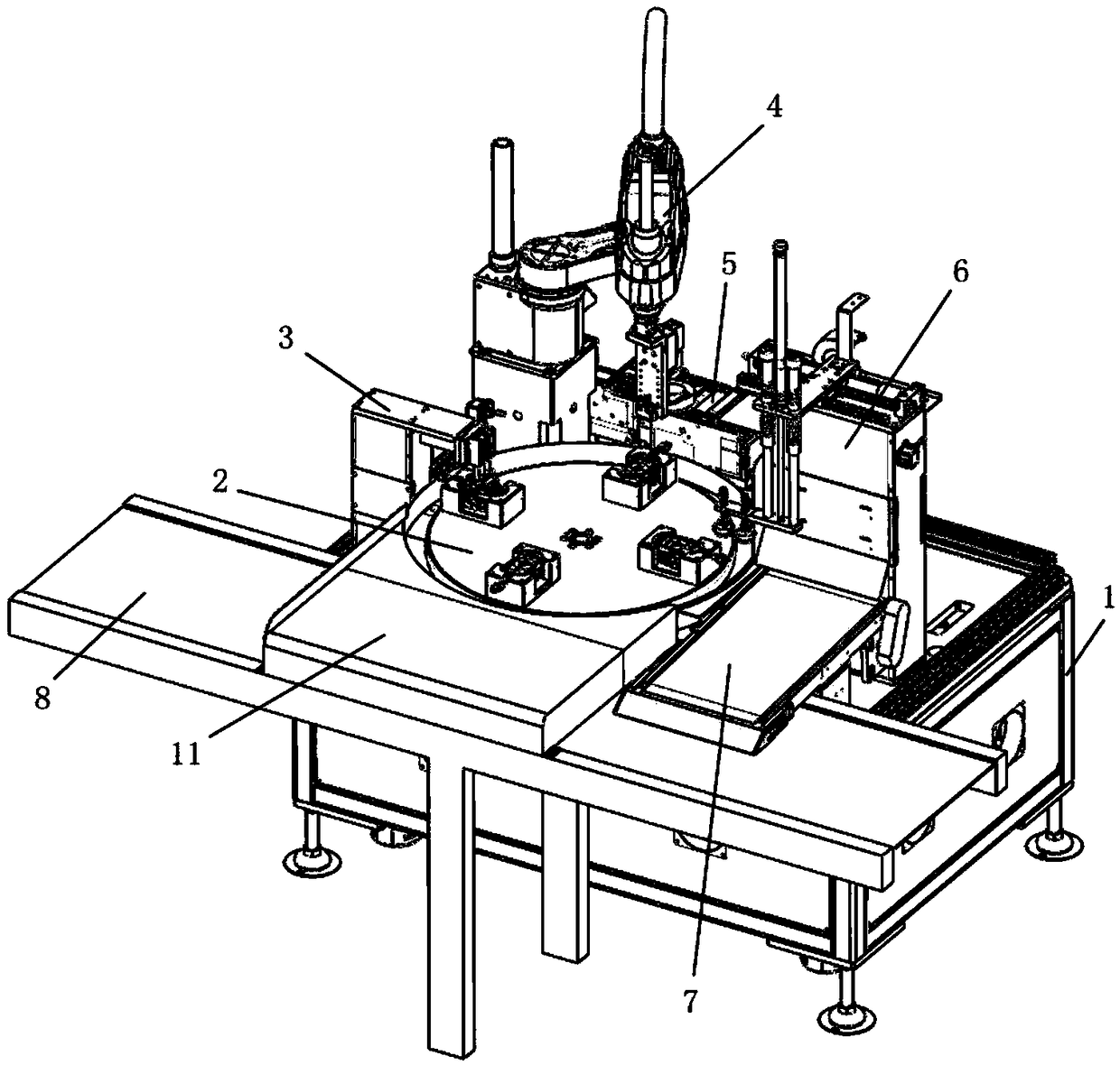 Mouse label sticking and inspection device