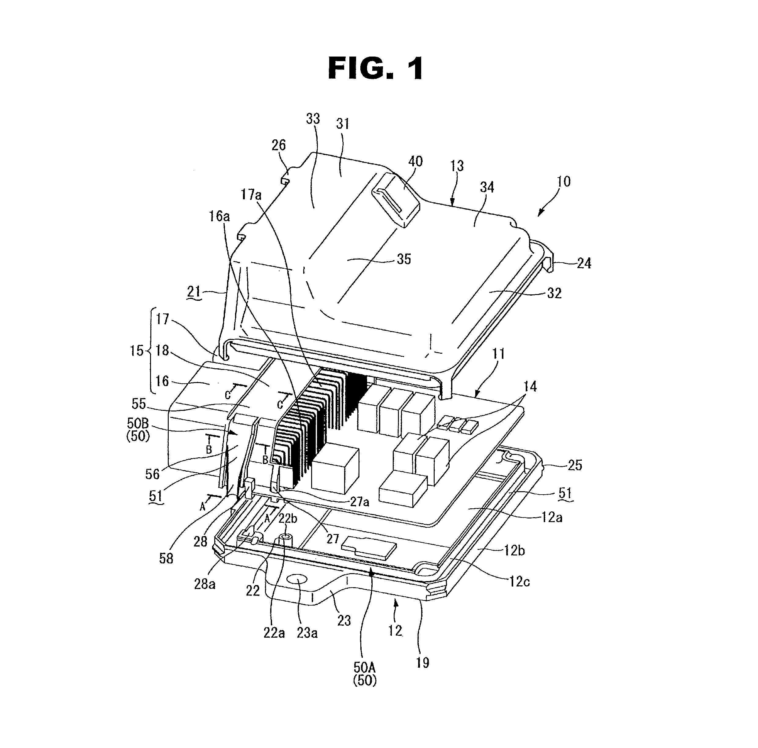 Seal structure for electronic control device