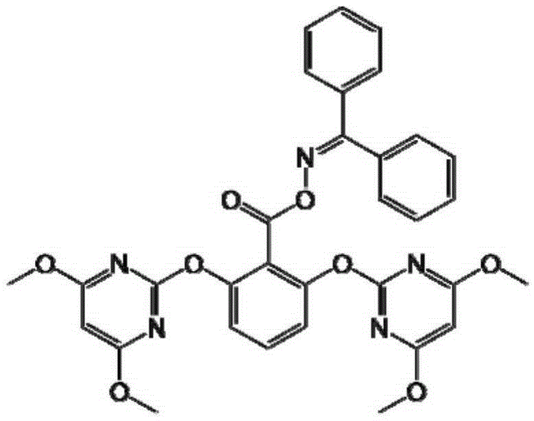 Herbicide composition containing pyriminobac methyl, pyribenzoxim and cyhalofop-butyl, preparation and appliance thereof