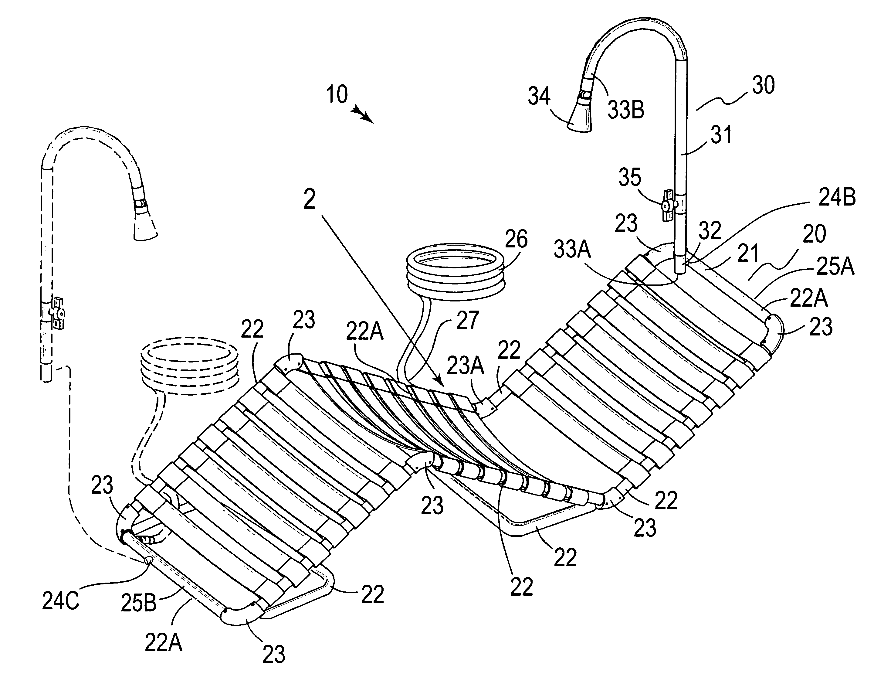 Combined lounge chair and water misting dispensers