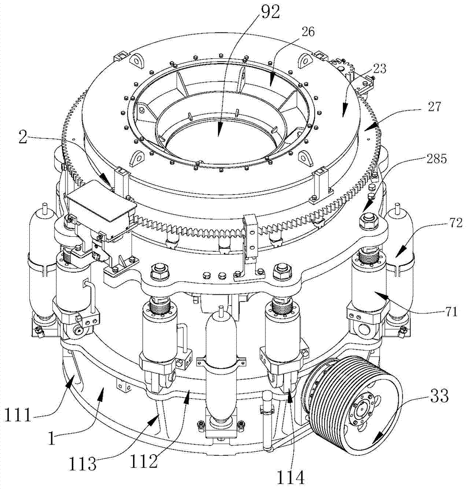 A multi-cylinder rolling bearing hydraulic cone crusher