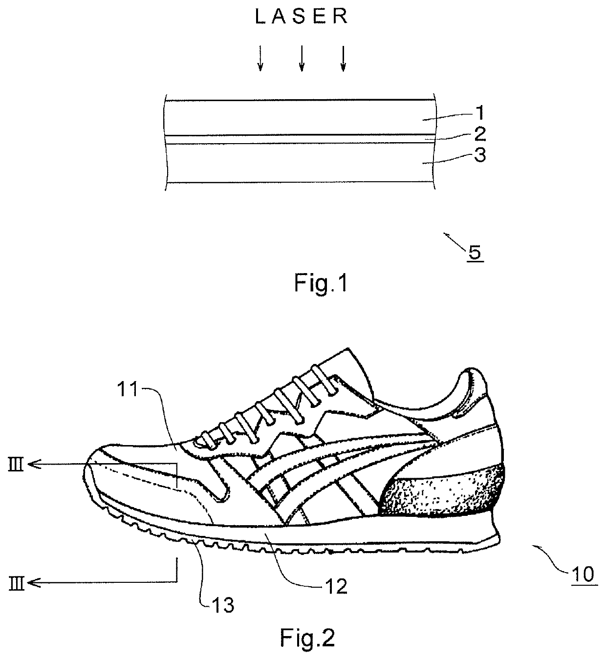 Rubber member for laser bonding and shoe