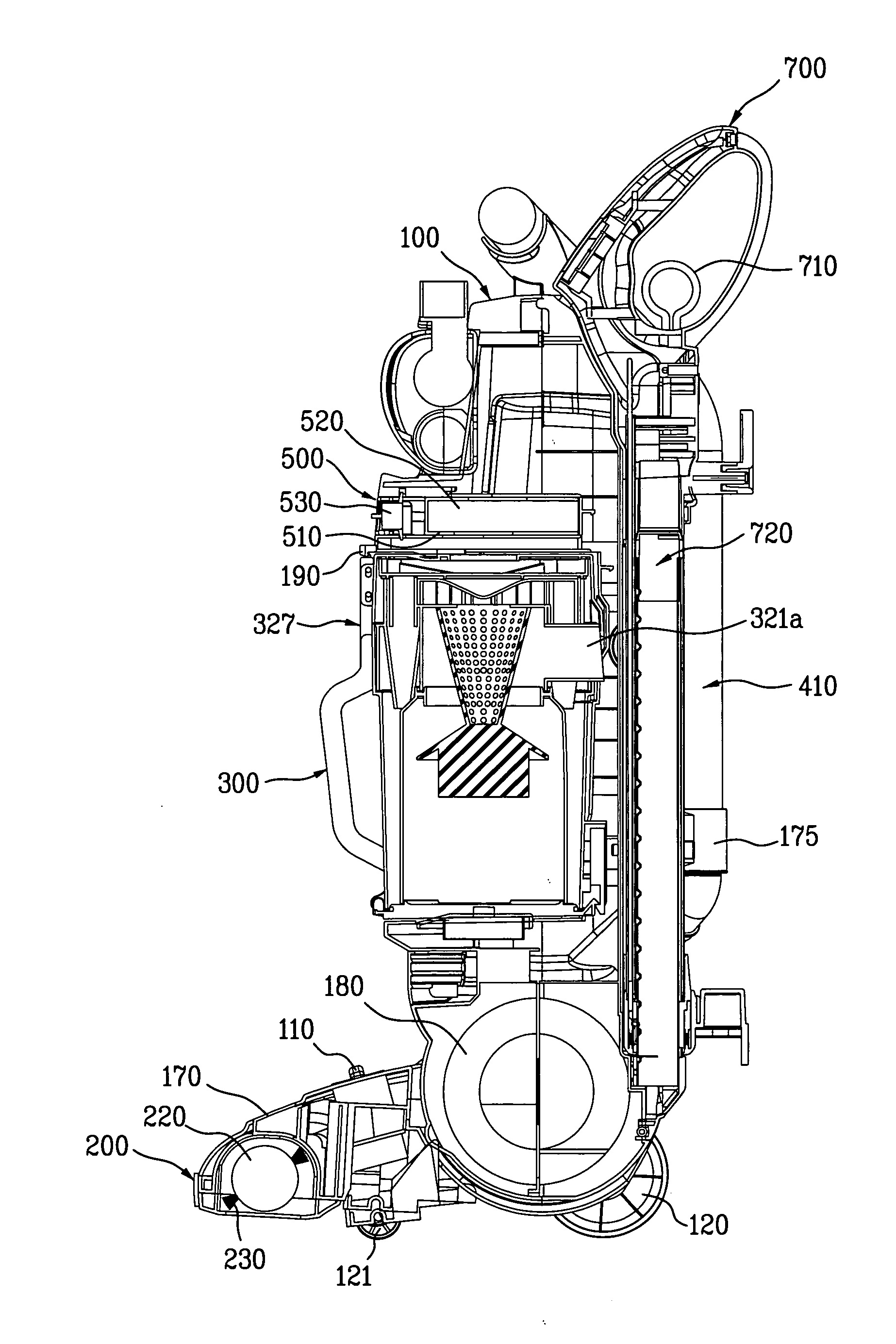 Upright vacuum cleaner