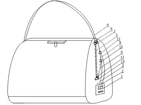 Automatic calling alarm bag for resisting steal and heist