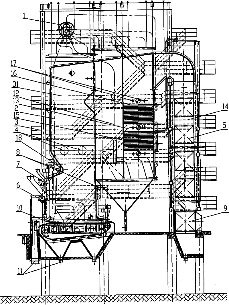 Boiler for derived fuel RDF, waste plastics RPF and waste wood of combustion of refuses