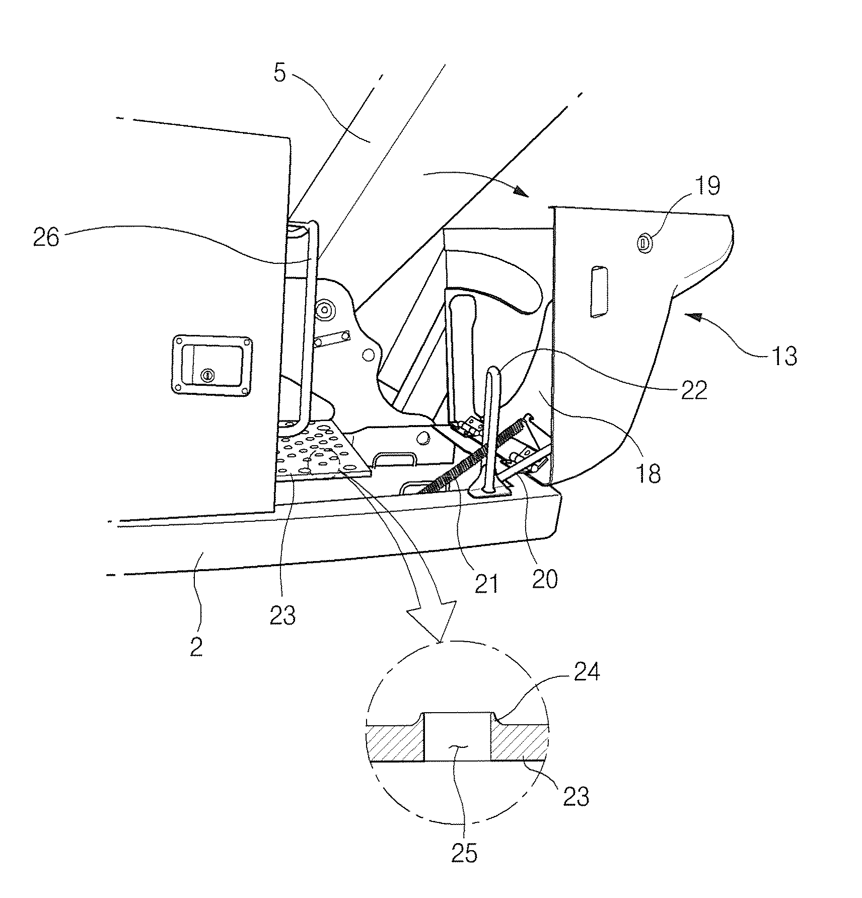 Heavy equipment having tool box opening in forward direction of the equipment