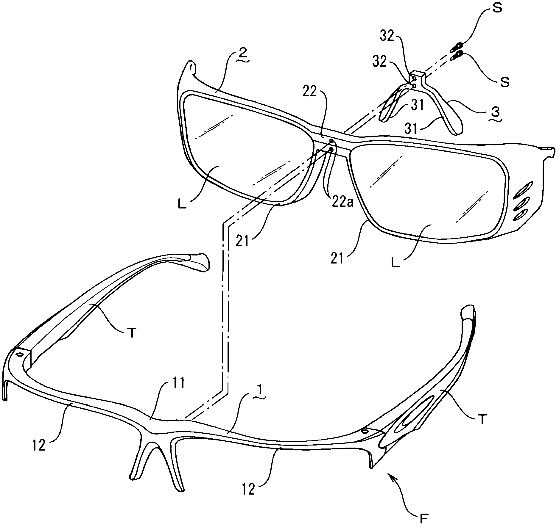 Double frame connecting structure of eyeglass frame