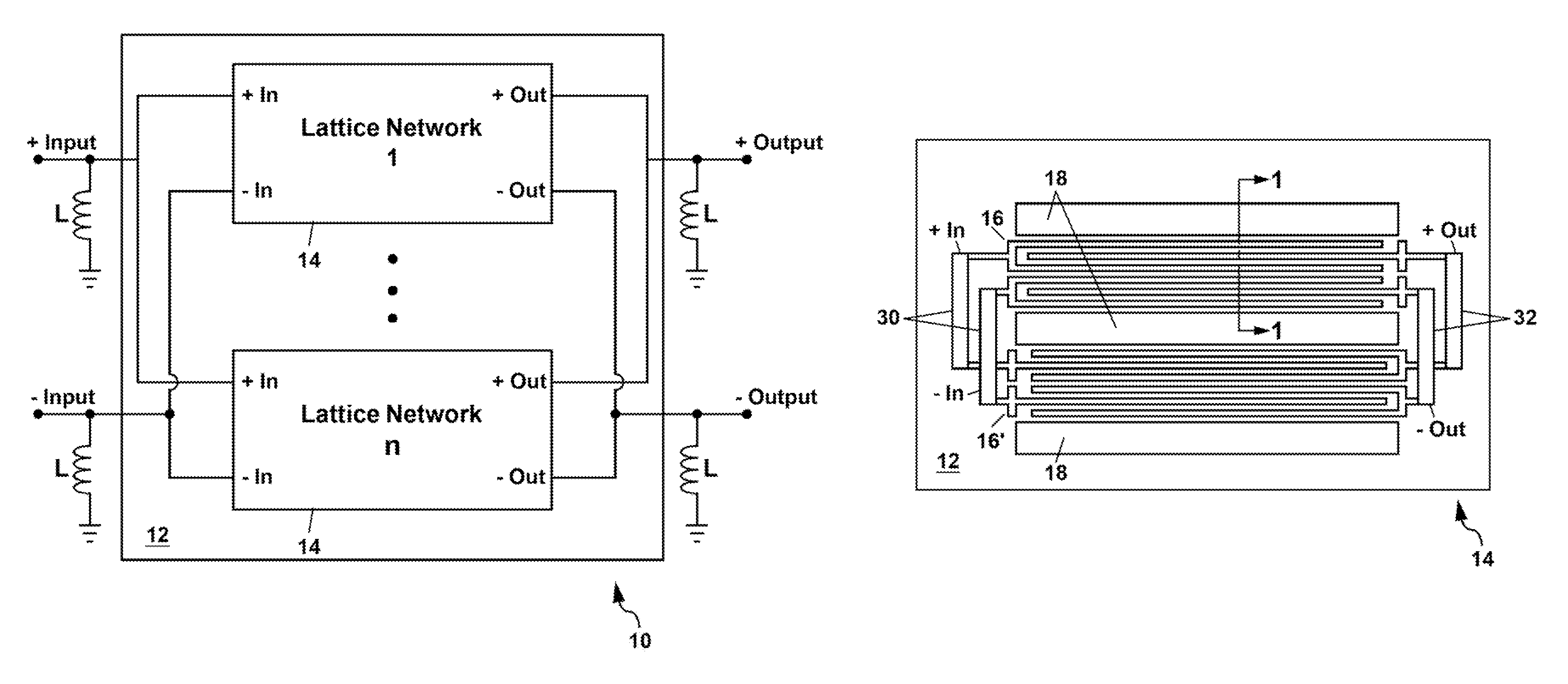 Microelectromechanical filter formed from parallel-connected lattice networks of contour-mode resonators