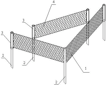 20cm high plastic net sand-protecting barrier device and arranging method