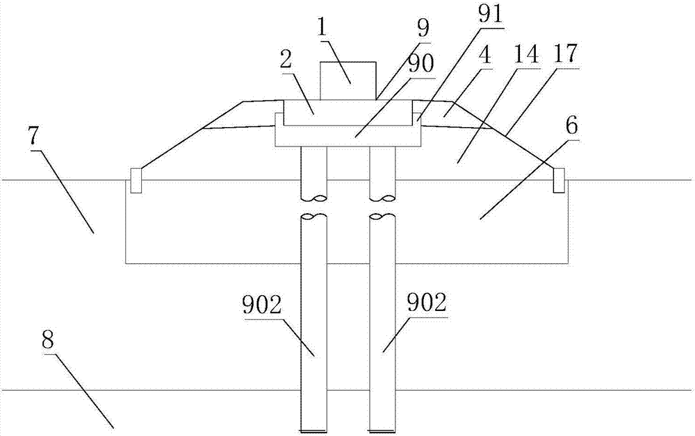 Transition section structure of pile foundation composite rail bearing beam in medium and low speed maglev single line filling section