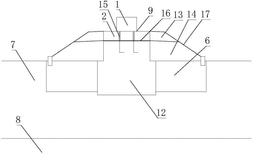 Transition section structure of pile foundation composite rail bearing beam in medium and low speed maglev single line filling section