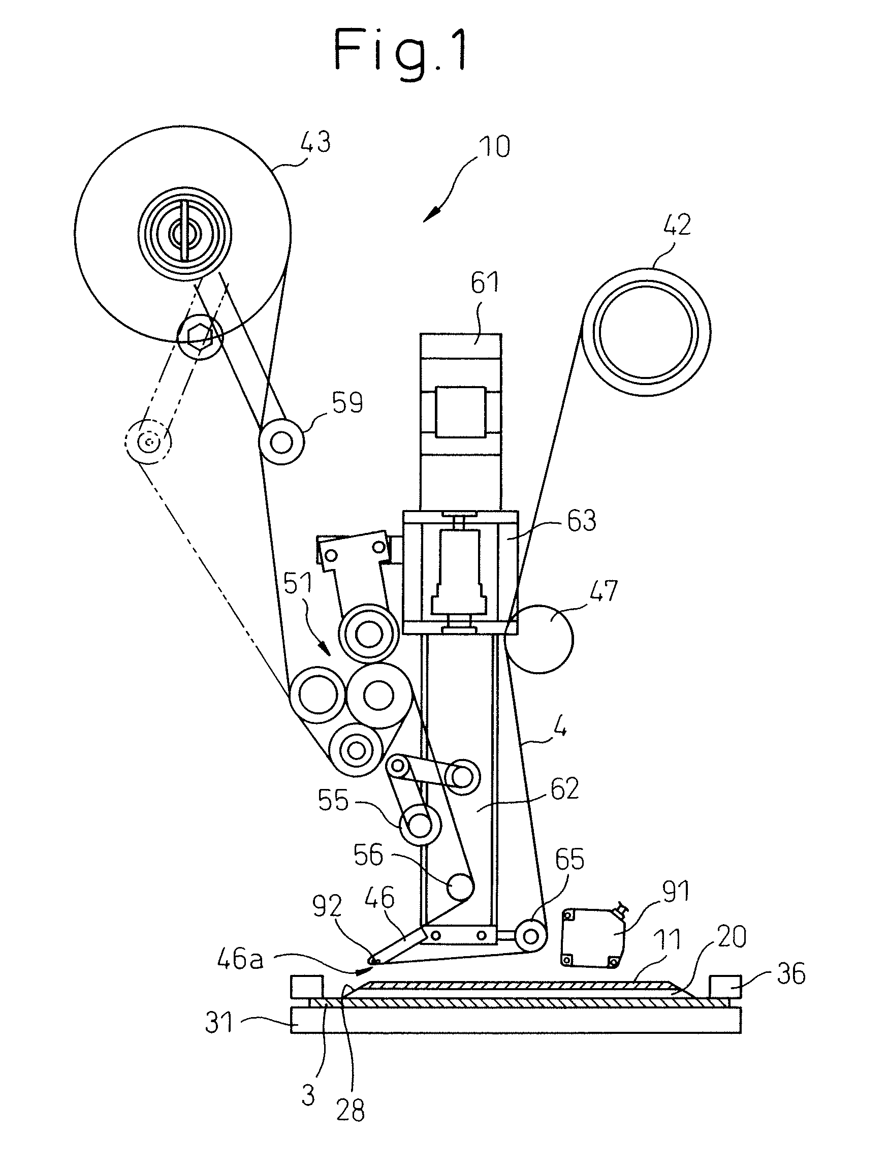 Peeling tape adhering method and peeling tape adhering device