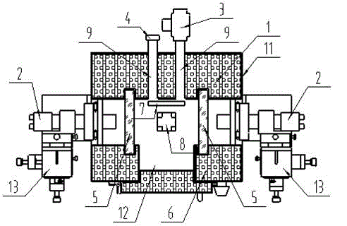 Test bed for visual measurement system of test piece high temperature deformation machine