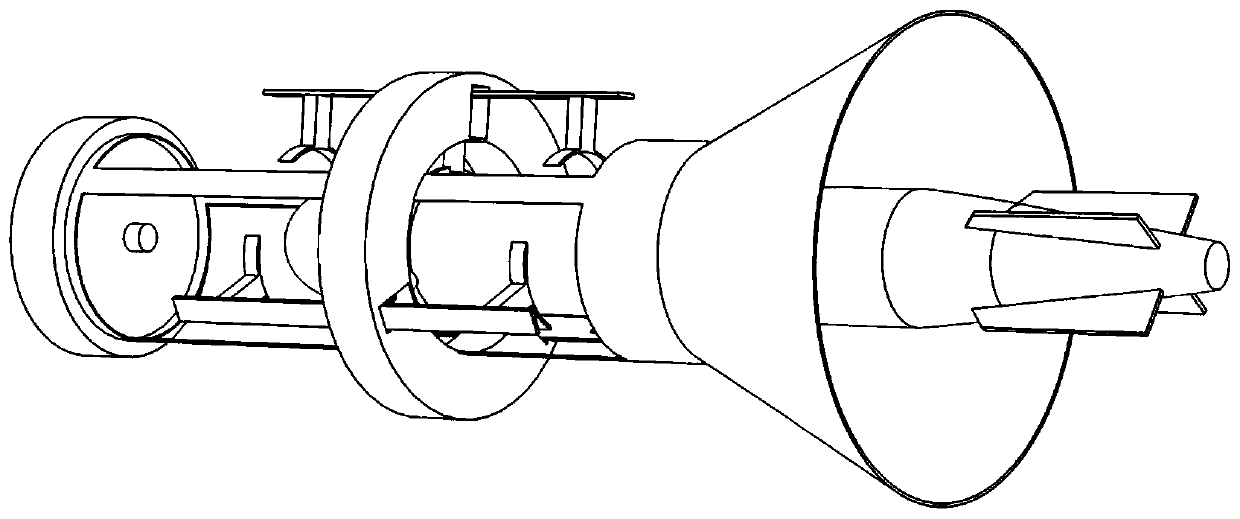 AUV (Autonomous Underwater Vehicle) recovery and release device guided by horn mouth