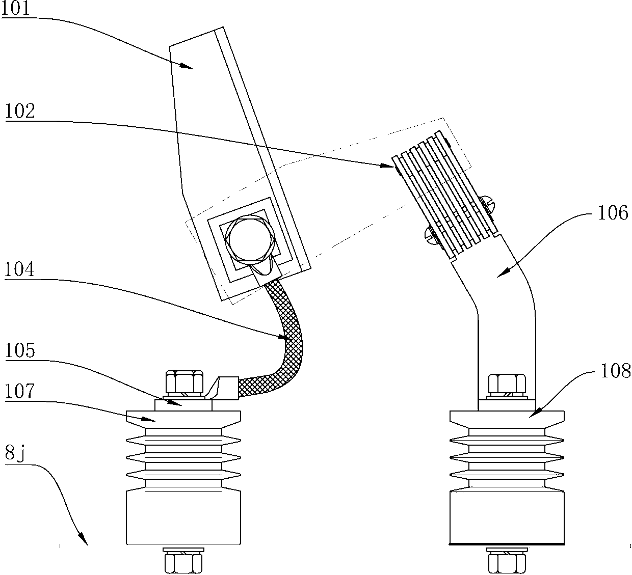 Grounding cutter of rail traffic grounding device