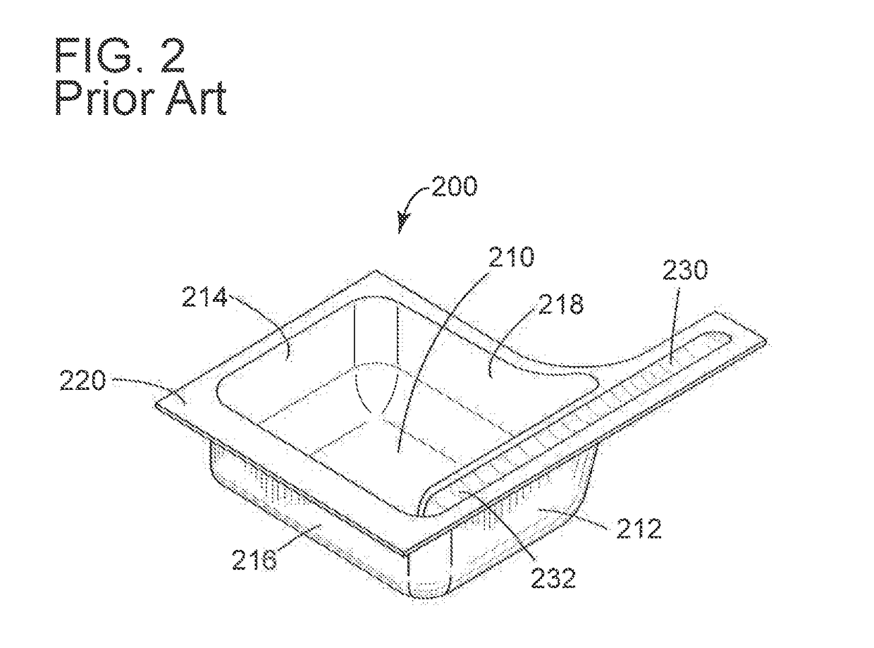 Thermoformed flexible dispensing container with integrally formed flat bottom for a stand-up configuration