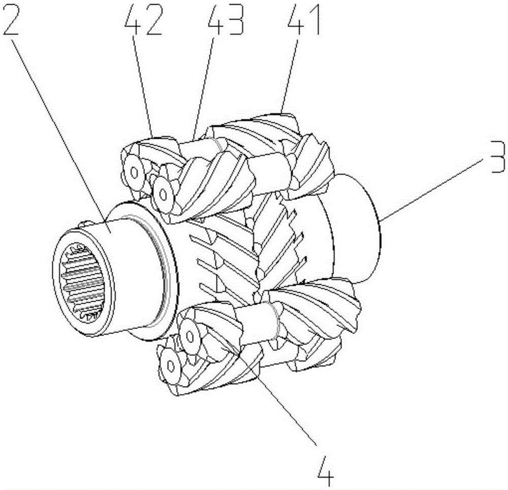 Cylinder helical tooth stress balanced limited-slip differential