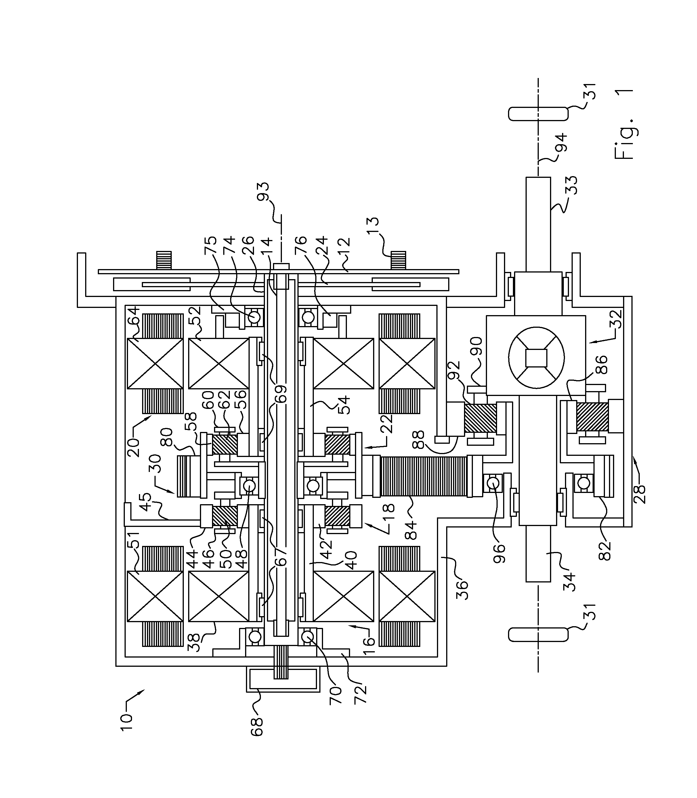 Two axis transaxle for a hybrid electric vehicle