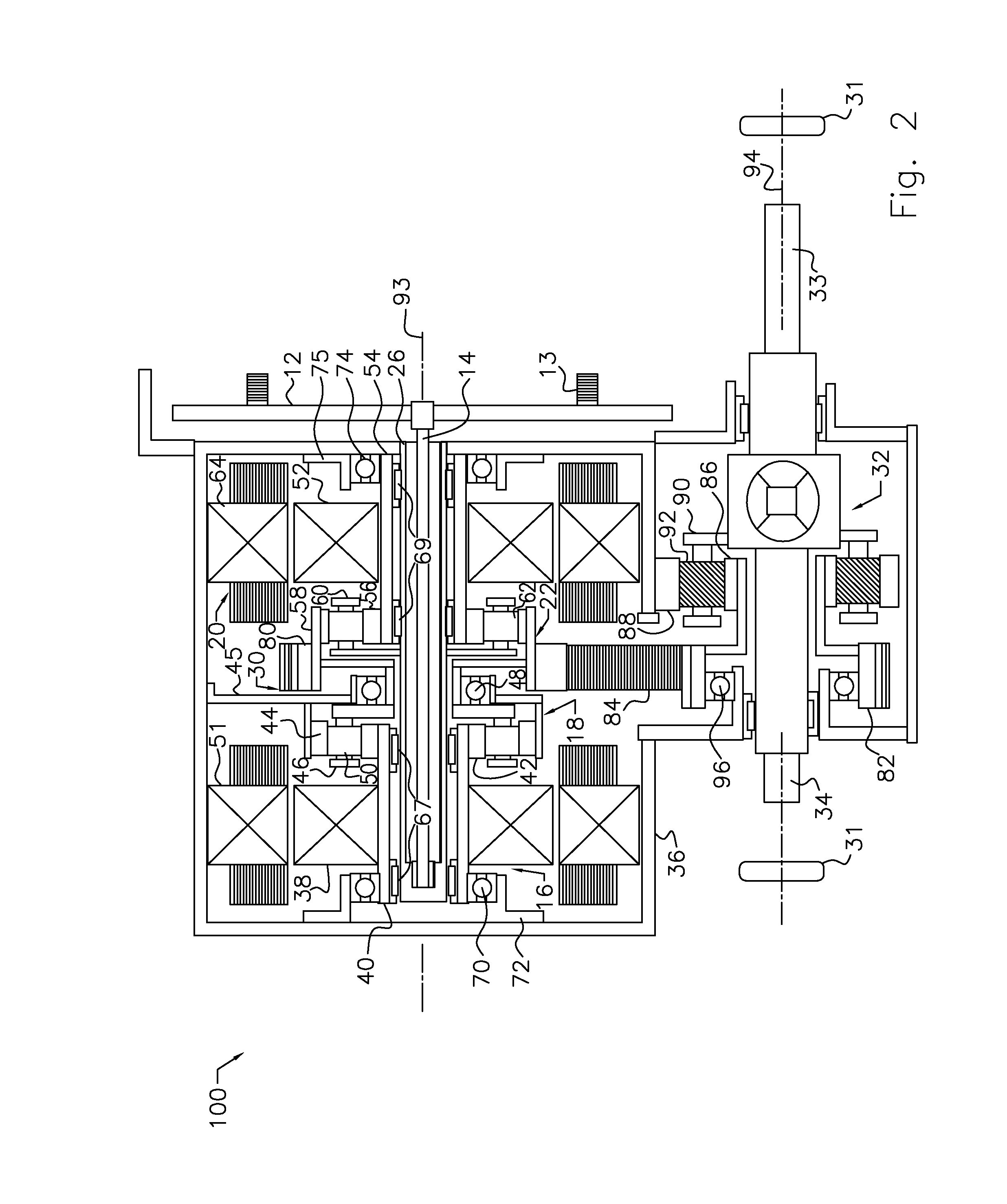 Two axis transaxle for a hybrid electric vehicle