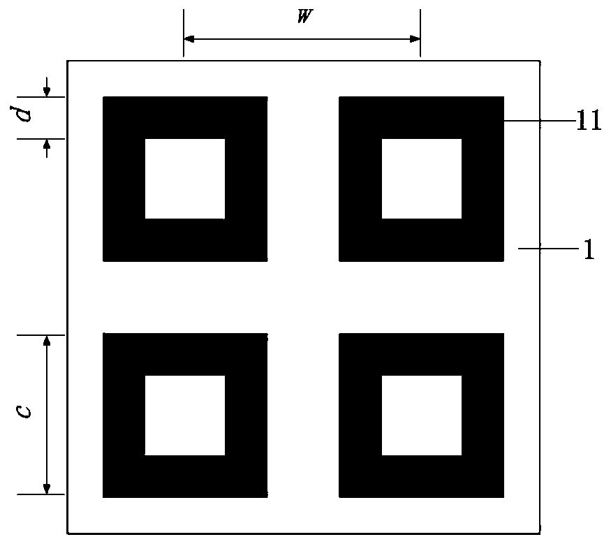 Low-frequency wave transmission and high-frequency broadband wave absorption frequency selection device