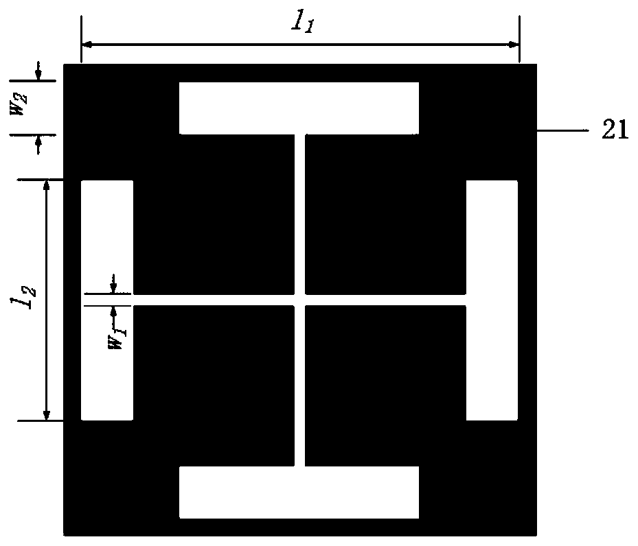 Low-frequency wave transmission and high-frequency broadband wave absorption frequency selection device