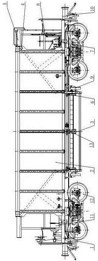 Unloading-leveling integrated stone ballast hopper vehicle