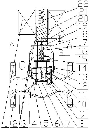 Pilot-type micro-resistance low-power-consumption large-diameter electromagnetic valve