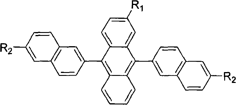 Substituted 9,10-dinaphthyl anthracene blue light-emitting organic electro-luminescent material and method for preparing same