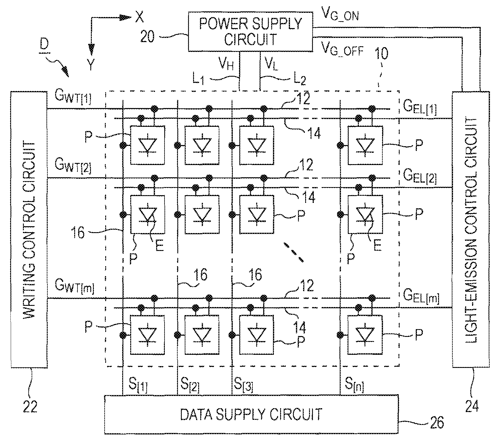 Light emitting device, method of driving pixel circuit, and driving circuit