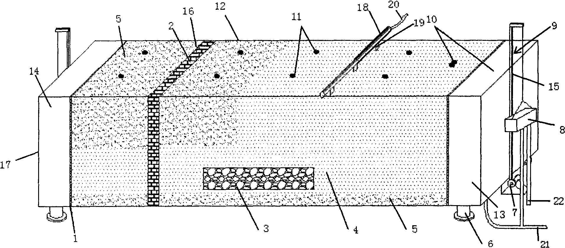 Trough for simulating groundwater pollution