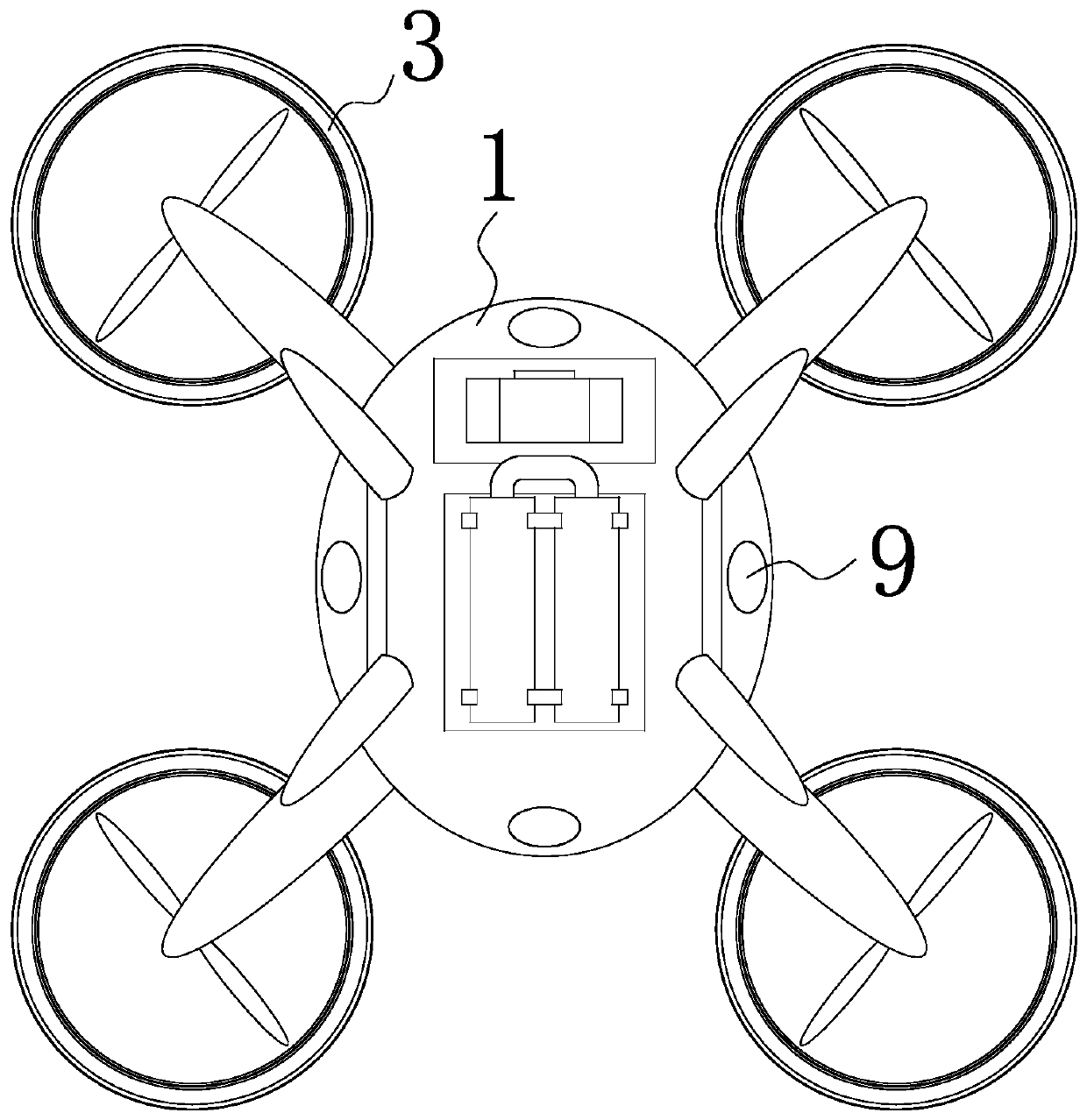 Aerial photography unmanned aerial vehicle preventing from falling and being damaged based on pneumatic deceleration