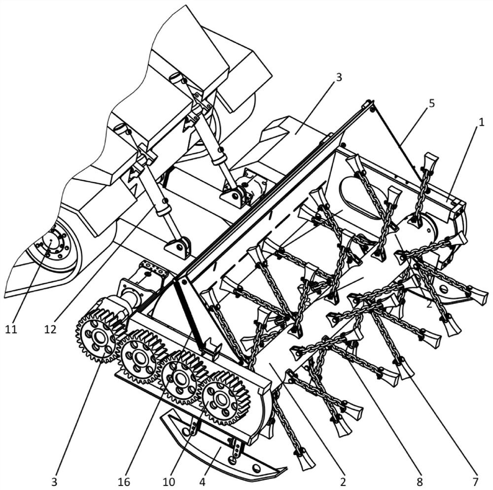 Chain cangue type mine sweeping device