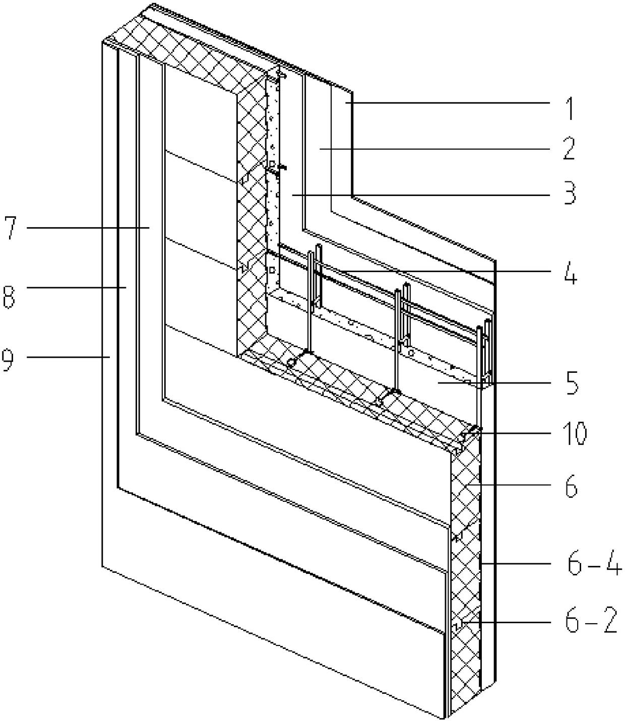 Prefabricated non-thermal bridge thermal insulation external wall of rectangular steel pipe keel and manufacturing method thereof